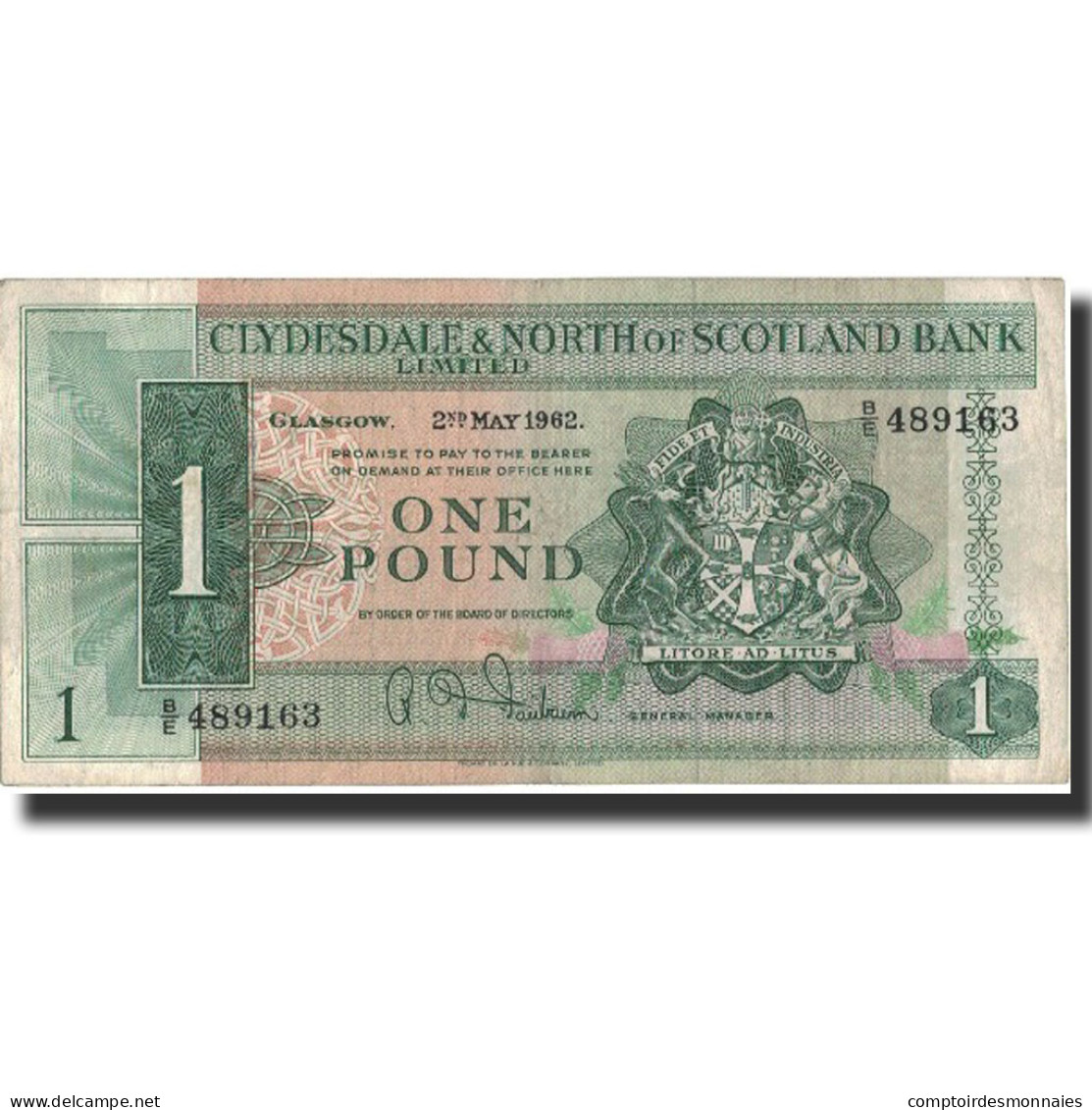 Billet, Scotland, 1 Pound, 1962, 1962-05-02, KM:195a, TB+ - 1 Pond
