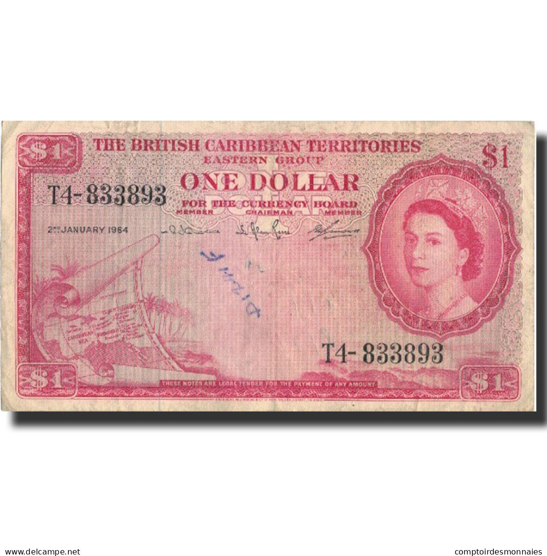 Billet, British Caribbean Territories, 1 Dollar, 1964, 1964-01-02, KM:7c, TB+ - East Carribeans