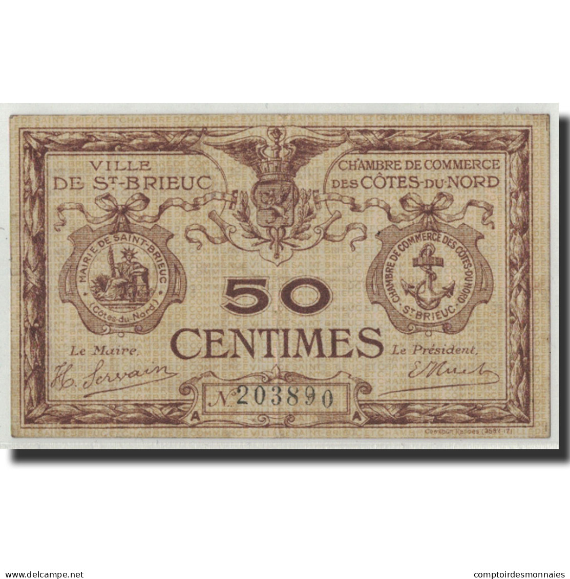 France, Saint-Brieuc, 50 Centimes, Undated, TTB+, Pirot:111-1 - Chambre De Commerce