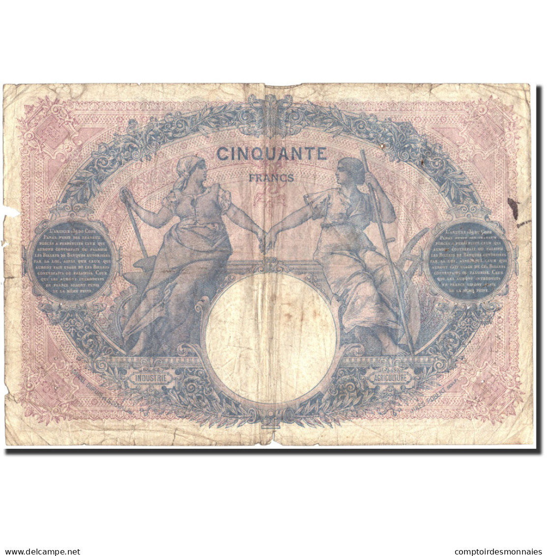 France, 50 Francs, 50 F 1889-1927 ''Bleu Et Rose'', 1921, 1921-05-14, B - 50 F 1889-1927 ''Bleu Et Rose''