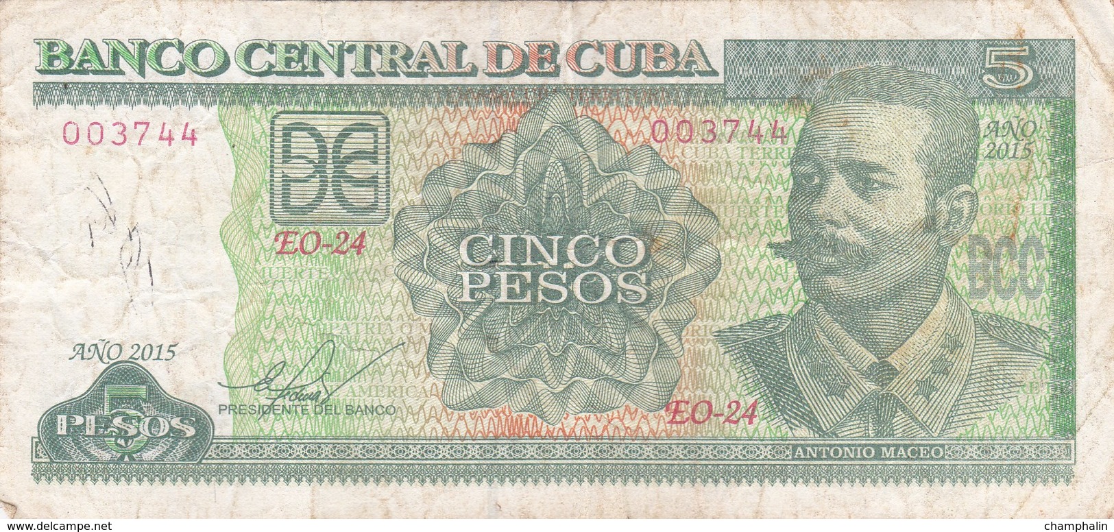 Cuba - Billet De 5 Pesos - Antonio Maceo - 2015 - Cuba