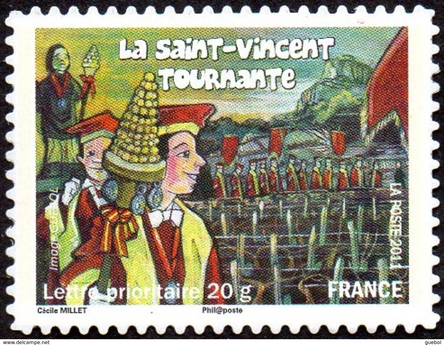 France Autoadhésif ** N°  583,A - Fêtes & Traditions - La Saint Vincent, Vin. Vigne. Verso Fond Blanc  De Feuille PRO - Unused Stamps