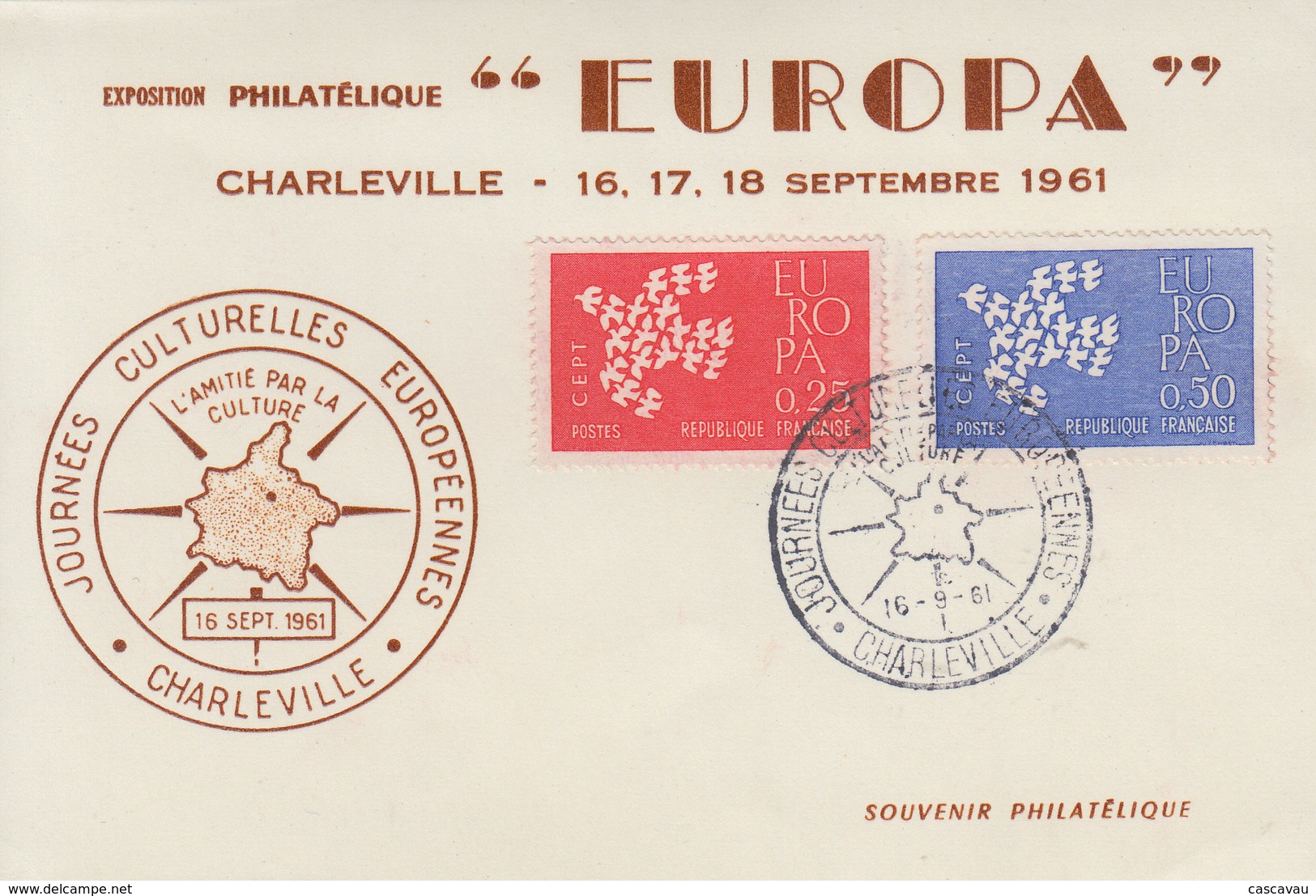 Carte  Maximum  1er   Jour   Paire  EUROPA    CHARLEVILLE    1961 - 1960-1969