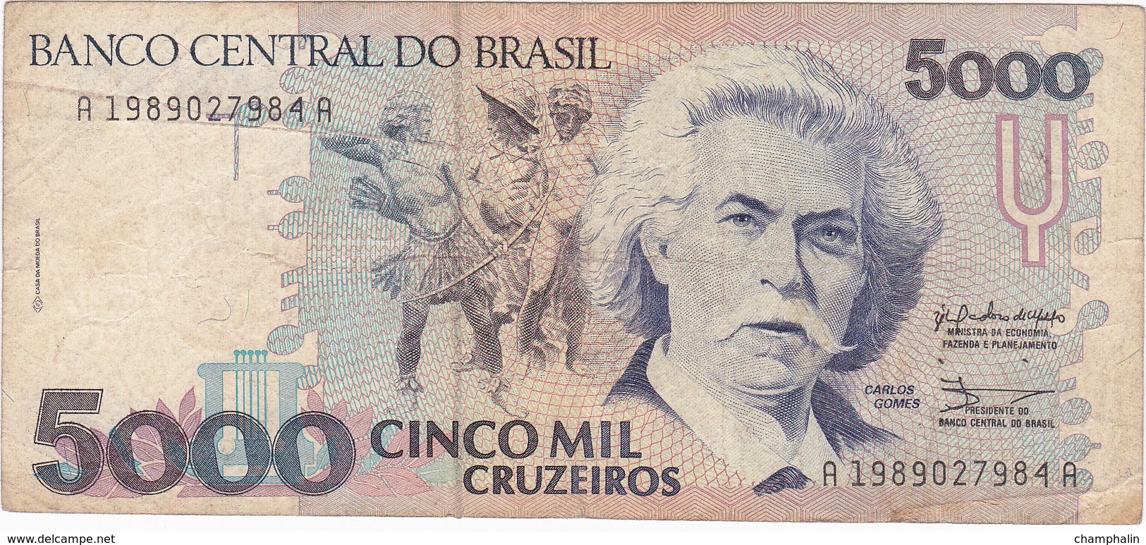 Brésil - Billet De 5000 Cruzeiros - Carlos Gomes - Non Daté - Brasil