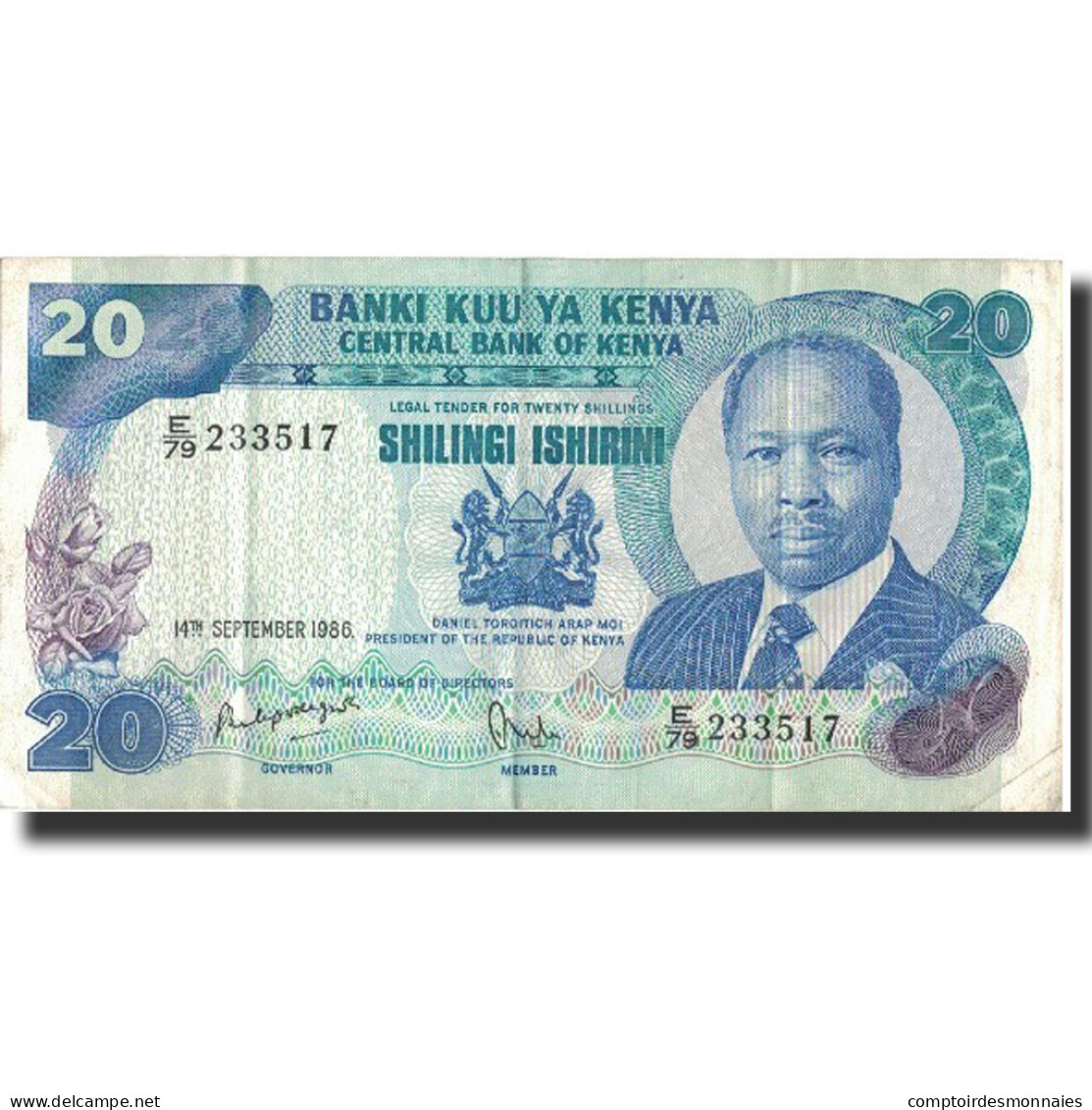 Billet, Kenya, 20 Shillings, 1986, 1986-09-14, KM:21e, TTB - Kenya