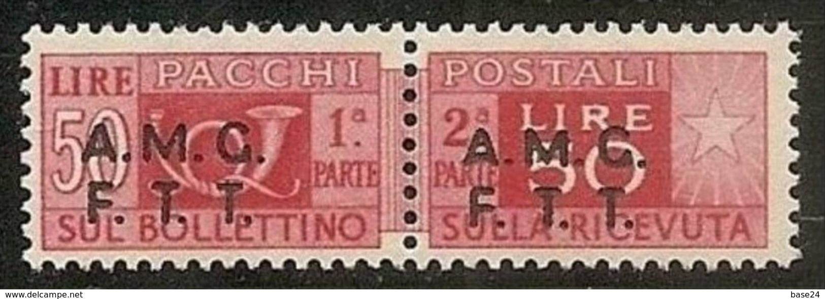 1947 Italia Italy Trieste A  PACCHI POSTALI 50 Lire MNH** Varietà 'Decalco Soprastampa (8K)' Gomma Bic. - Postpaketen/concessie