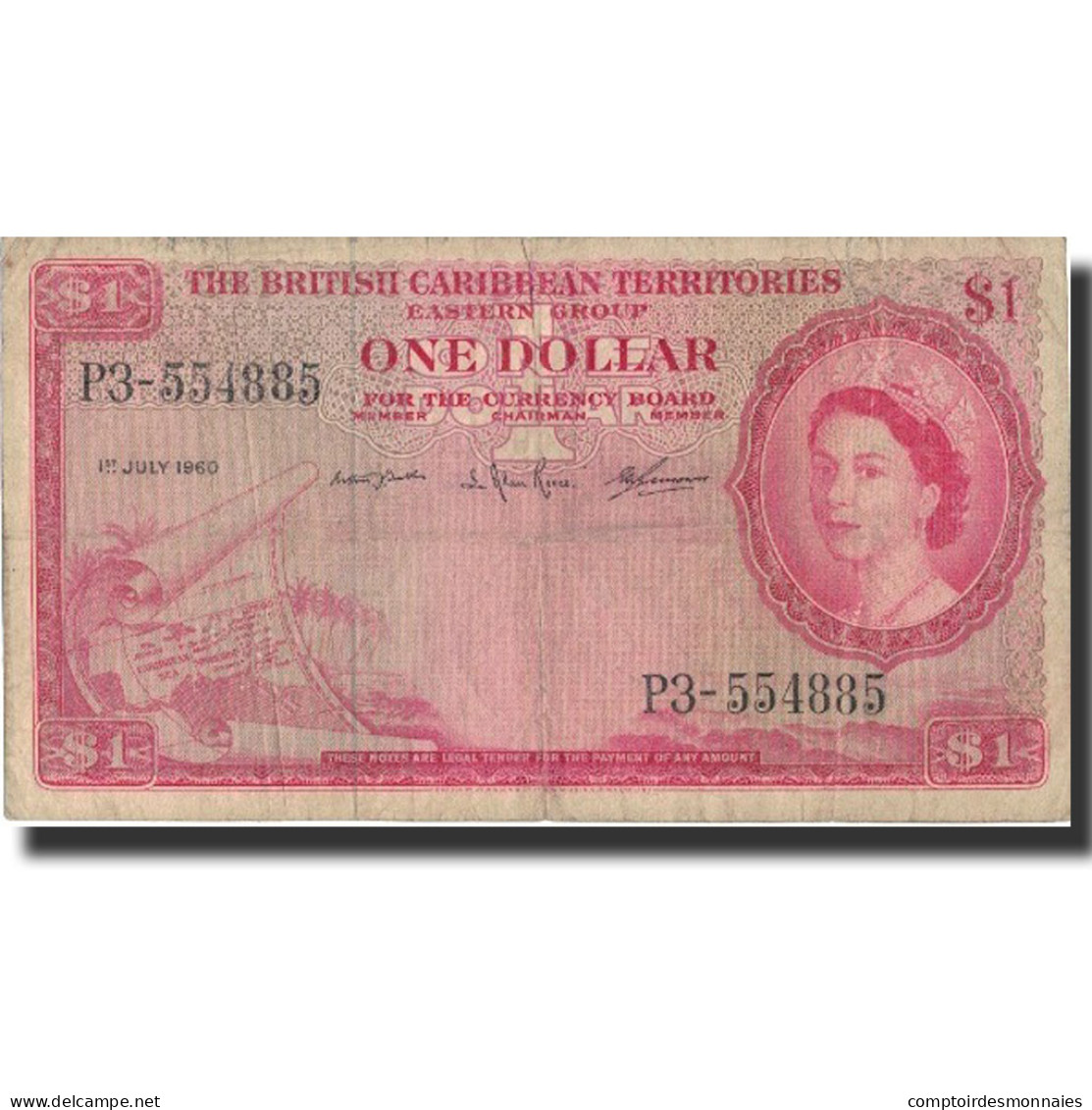 Billet, British Caribbean Territories, 1 Dollar, 1960, 1960-07-01, KM:7c, TB - East Carribeans