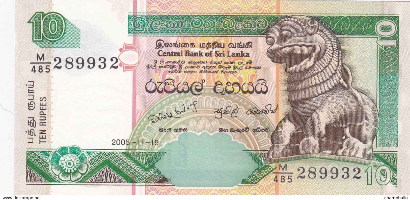 Sri Lanka - Billet De 10 Rupees - 19 Novembre 2005 - Neuf - Sri Lanka