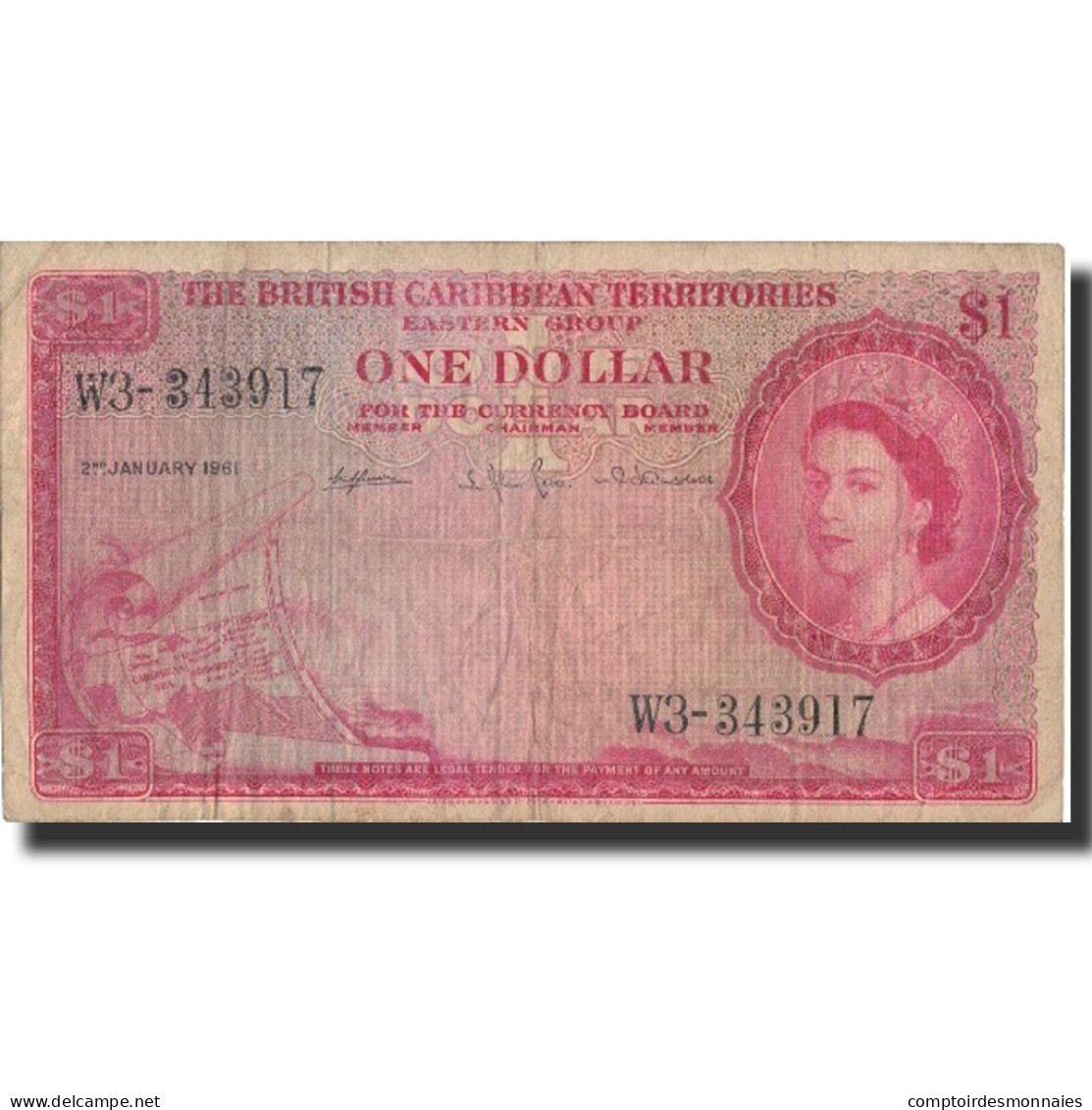 Billet, British Caribbean Territories, 1 Dollar, 1961, 1961-01-02, KM:7c, TB - Ostkaribik