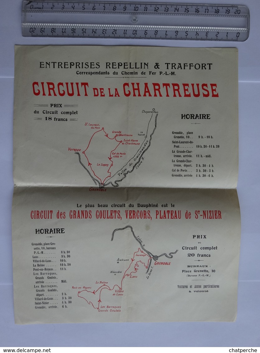 CIRCUIT DE LA CHARTREUSE REPELLIN & TRAFFORT GRANDS GOULETS ...VERCORS CORRESPONDANCES PLM - Europe