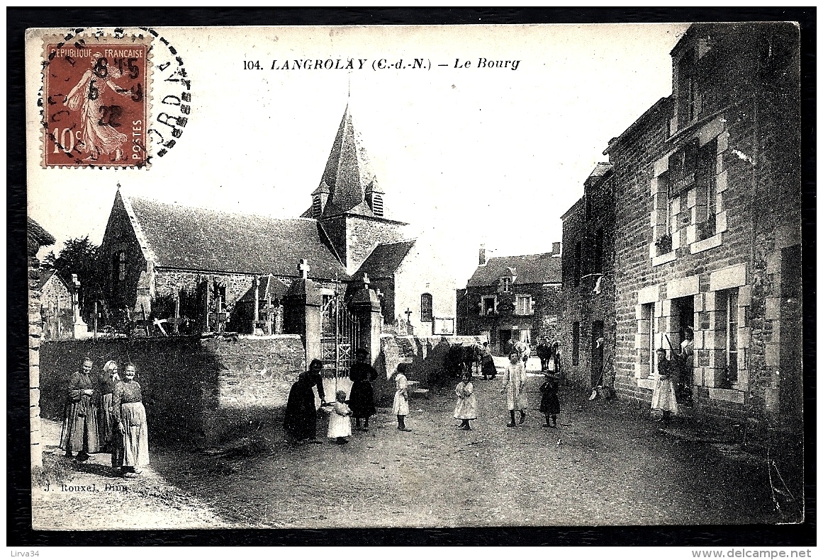 CPA ANCIENNE FRANCE- LANGROLAY (22)- INTERIEUR DU BOURG- TRES GROS PLAN- ANIMATION- CIMETIERE- EGLISE - Autres & Non Classés