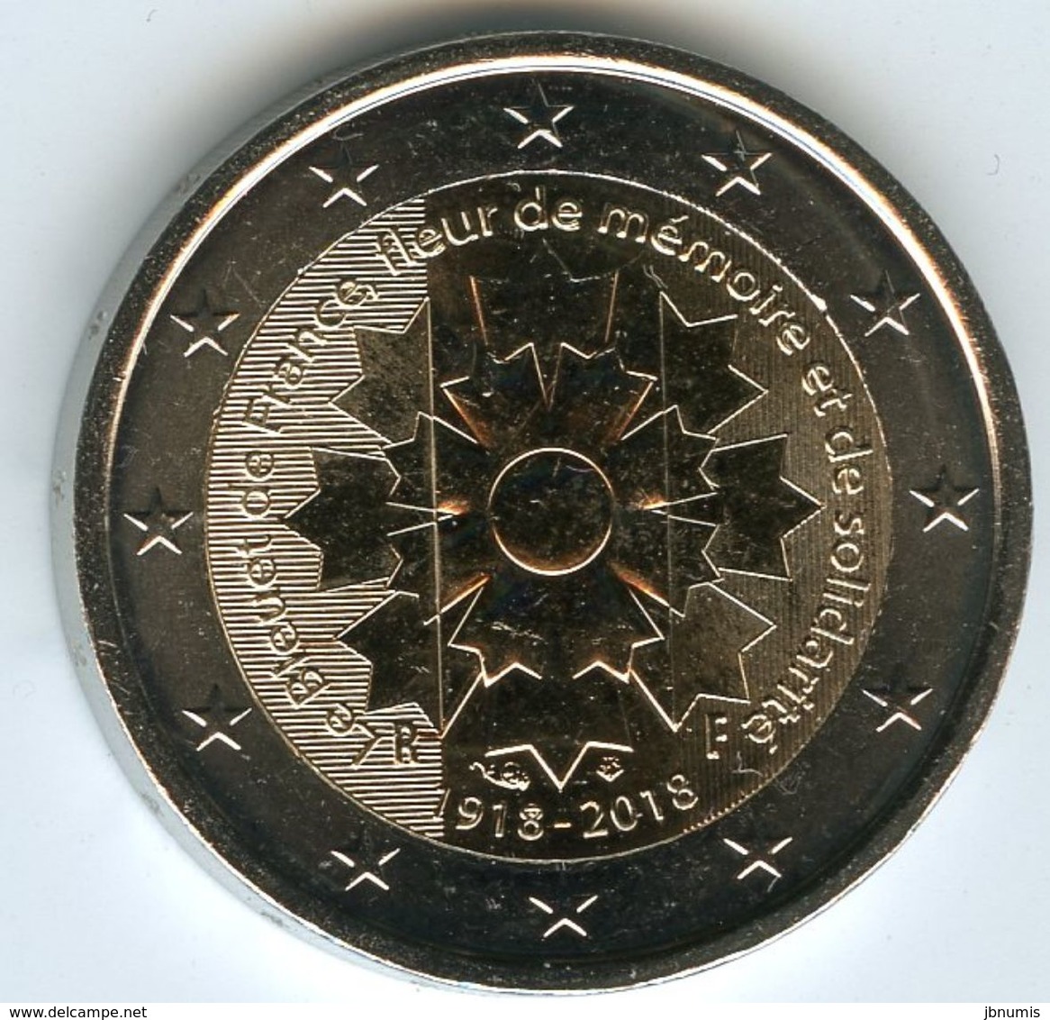 France 2 Euro 2018 Bleuet De France 100 Ans De La Fin De La 1ere Guerre Mondiale UNC - France