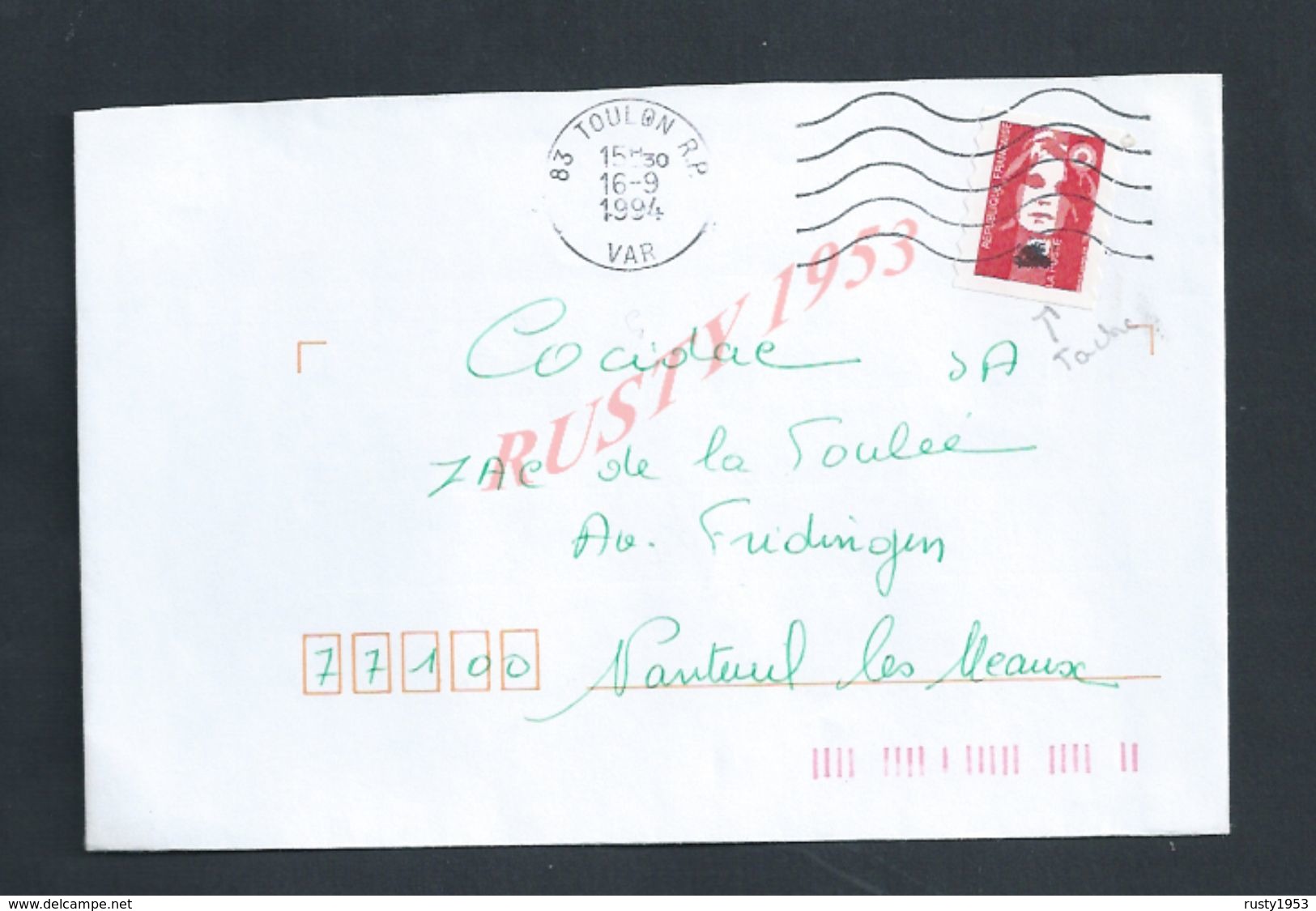 LETTRE  SUR TIMBRE TACHÉ VARIÉTÉ  OB TOULON  : - Lettres & Documents