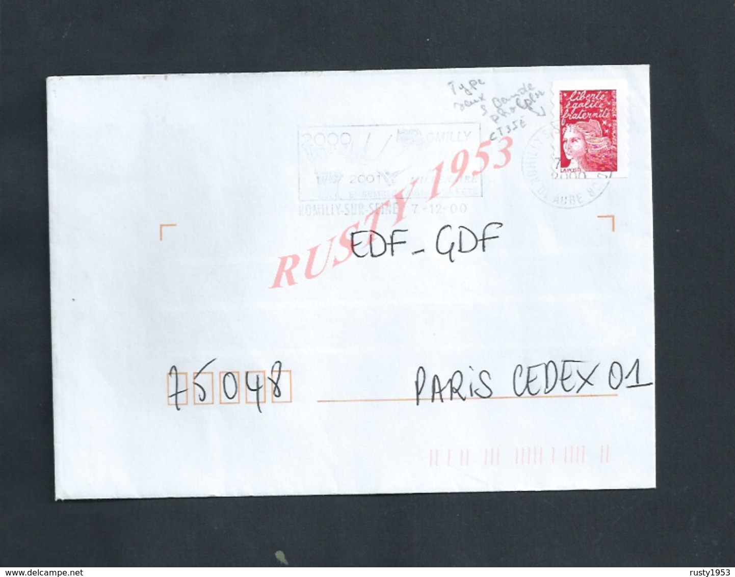 LETTRE SUR FLAMME 2000 TIMBRE TYPE DEUX SANS BANDE DE PHOSPHORE COTÉ À L EPOQUE 35 EUROS ? : - Covers & Documents