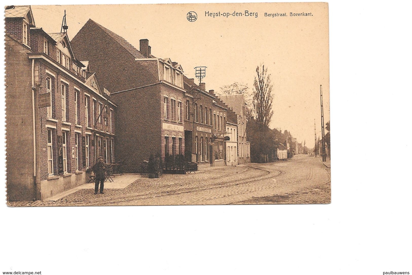 Heist Op De Berg, Bergstraat Bovenkant, Hotel, Met Postzegel Koning Albert, 1926. - Heist-op-den-Berg