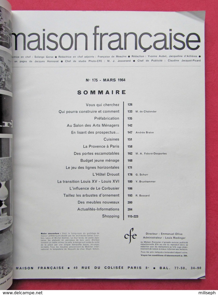 Revue Mensuelle LA MAISON FRANCAISE -  N° 175 - Mars1964 -   (4411) - Autres & Non Classés