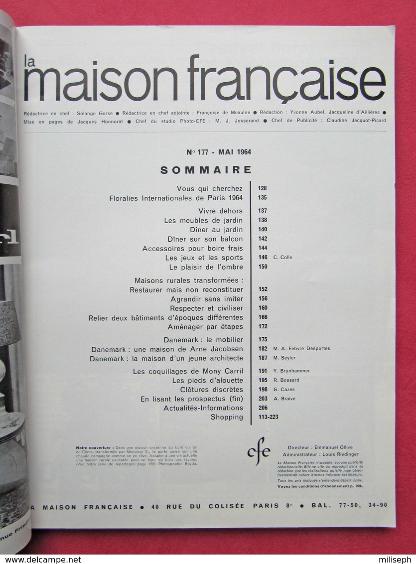 Revue Mensuelle LA MAISON FRANCAISE - N° 177 - Mai 1964 -   (4413) - Andere & Zonder Classificatie