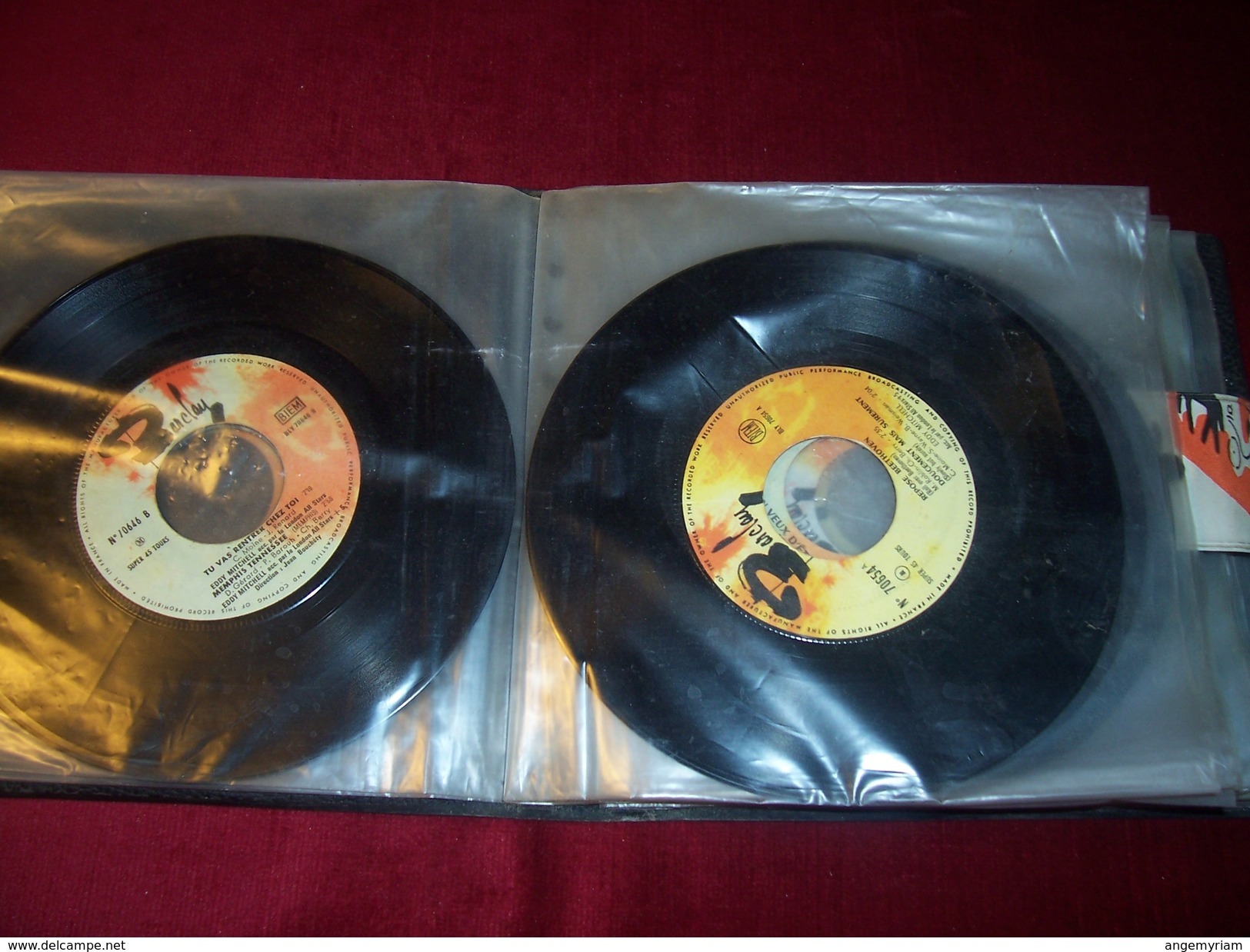 LOT  14 DISQUES  VINYLES OCCASION EN  45 TOURS DE EDDY MITCHELL  AVEC CLASSEUR - Collections Complètes