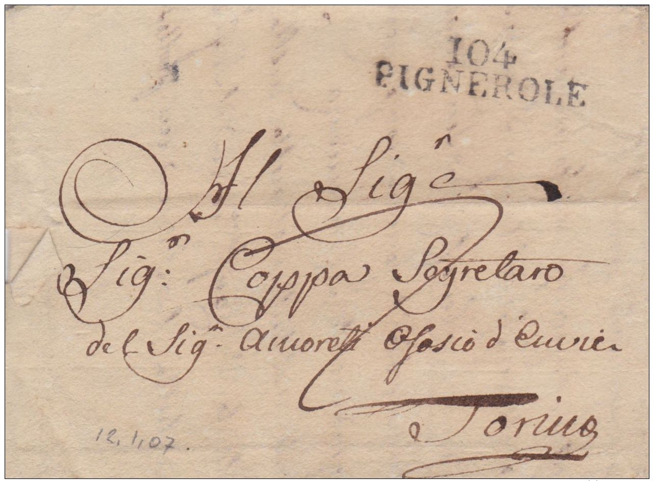 1807 104/PIGNEROLE SD (12.1) Su Lettera Completa Testo - 1. ...-1850 Prephilately