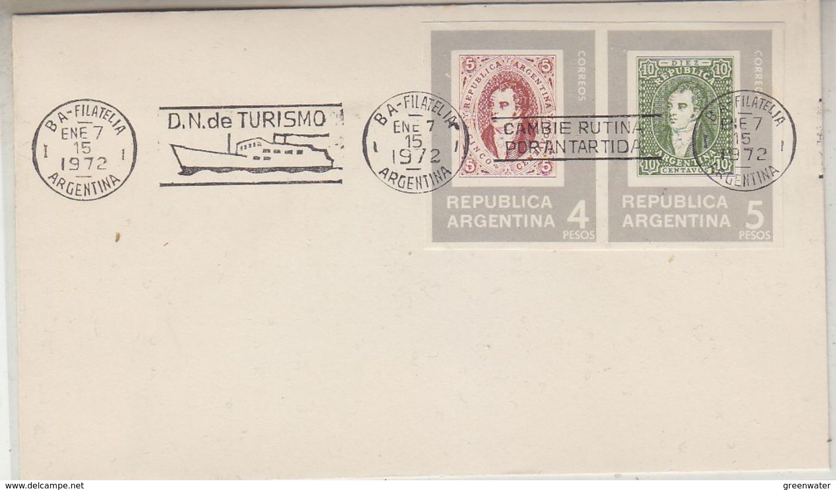 Argentina 1972 D.N. De Turismo/Cambie Rutina Por Antartida Ca 7 Ene 1972 Cover (37863) - Polar Ships & Icebreakers