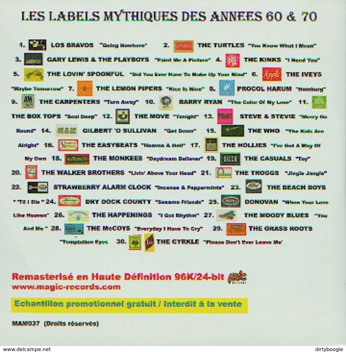 Les LABELS MYTHIQUES DES ANNEES 60 & 70 - CD - MAGIC RECORDS - Los BRAVOS - TURTLES - KINKS - LOVIN' SPOONFUL - MOVE - Rock