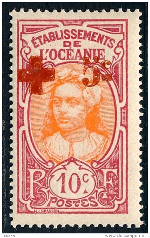 OCEANIE (Ets Fr.) 1916 - Yv. 41 *   Cote= 7,50 EUR - Tahitienne. Surcharge Croix-Rouge  ..Réf.AFA22869 - Ungebraucht