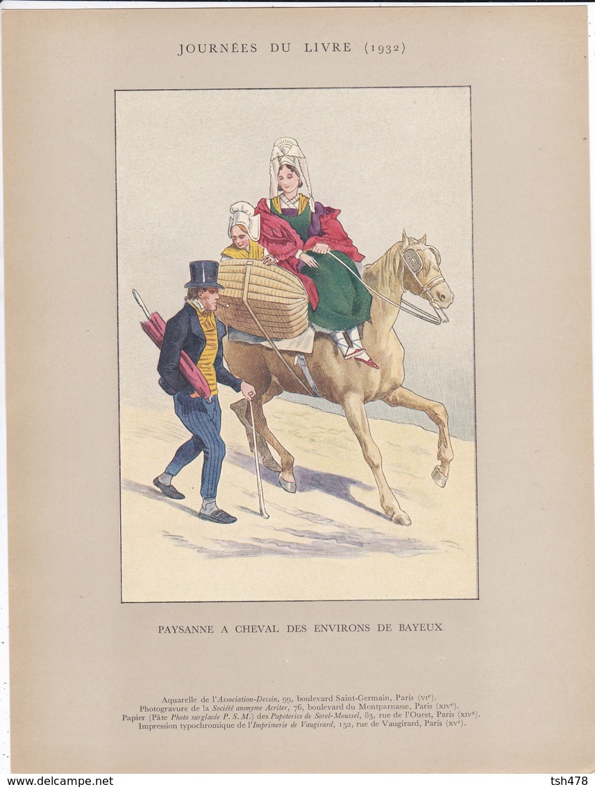 GRAVURE Paysanne A Cheval Des Environs De BAYEUX--( Reproduction Journée Du Livre 1932 )--voir  2 Scans - Autres & Non Classés