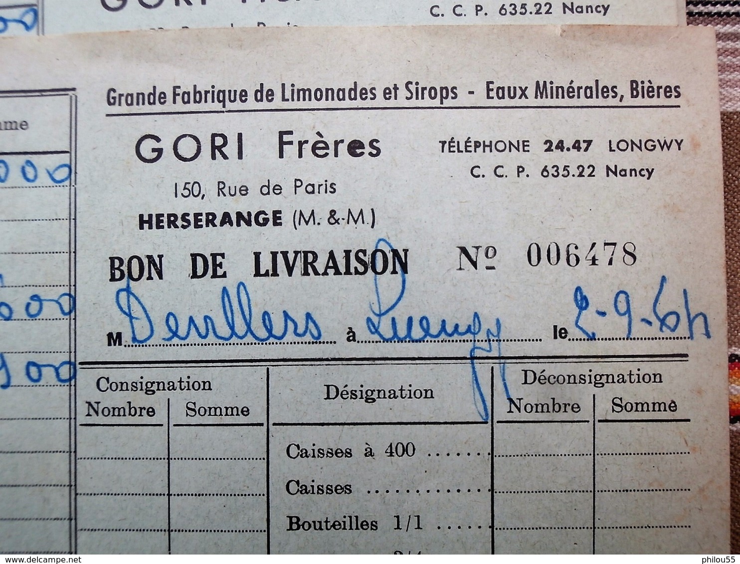 LOT De 5 Factures 54 HERSERANGE GORI Freres Fabrique De Limonades Et Sirops, Eaux,Bieres - Invoices