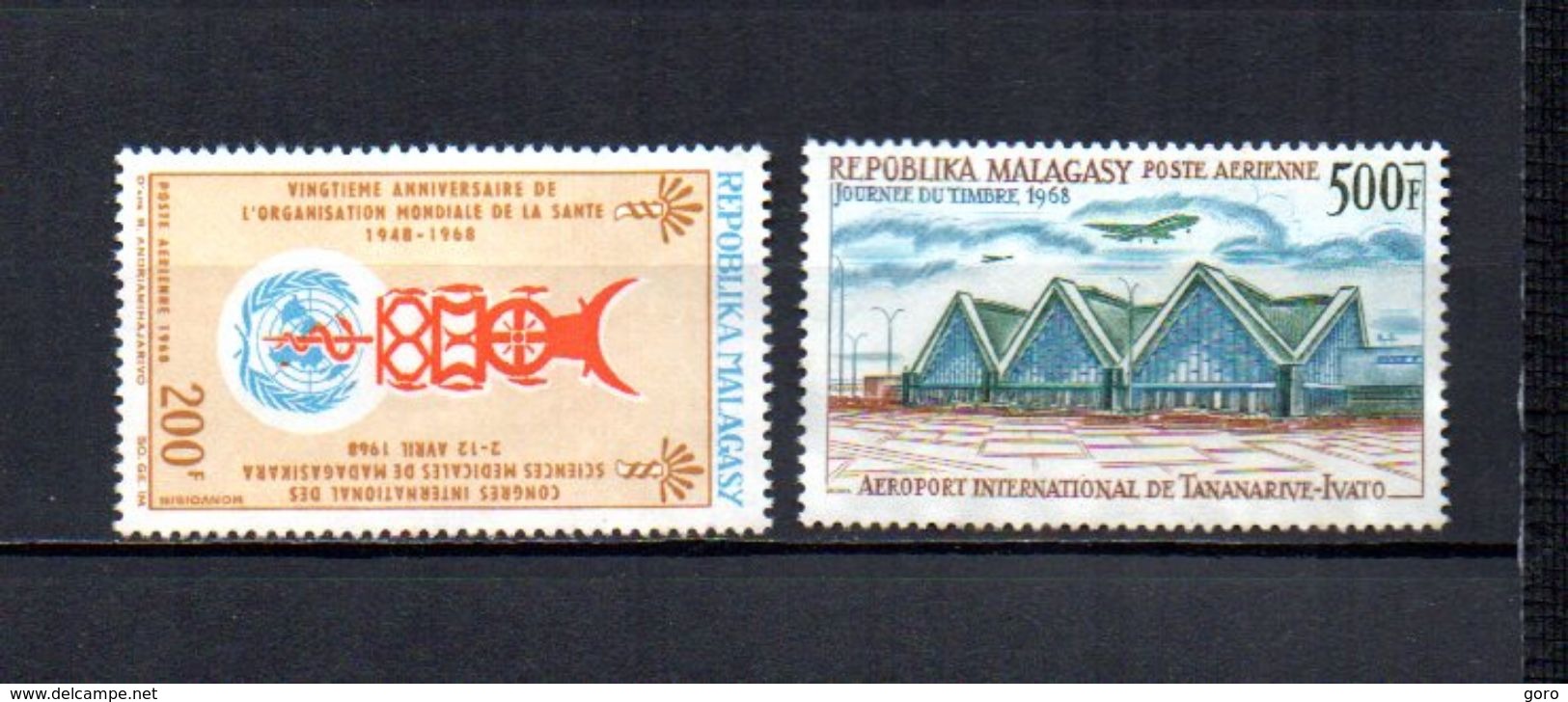 Madagascar   1968   .-   Y&T Nº   104-105     Aéreos    (  *   S/goma  ) - Madagaskar (1960-...)