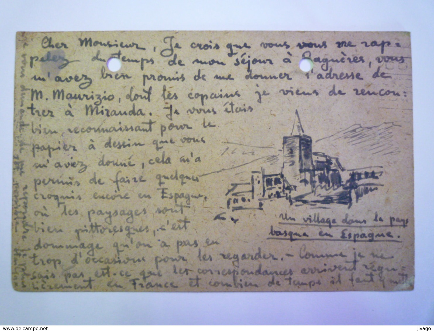 ENVELOPPE  Au Départ De  MIRANDA De EBRO  à Destination De  BAGNERES-de-BIGORRE      (joli Dessin à La Plume) - Lettres & Documents