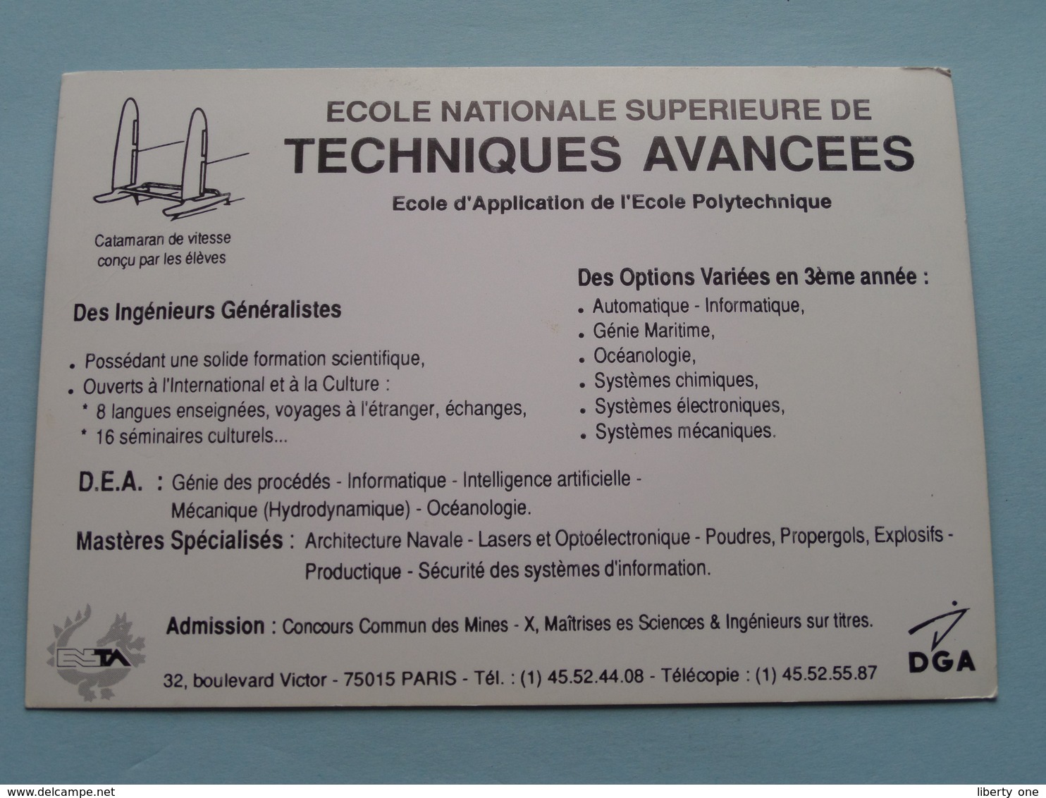 ECOLE Nationale Superieure De TECHNIQUES AVANCEES Paris 75015 ( ENSTA ) Anno 19?? / Zie Foto ) ! - Autres & Non Classés