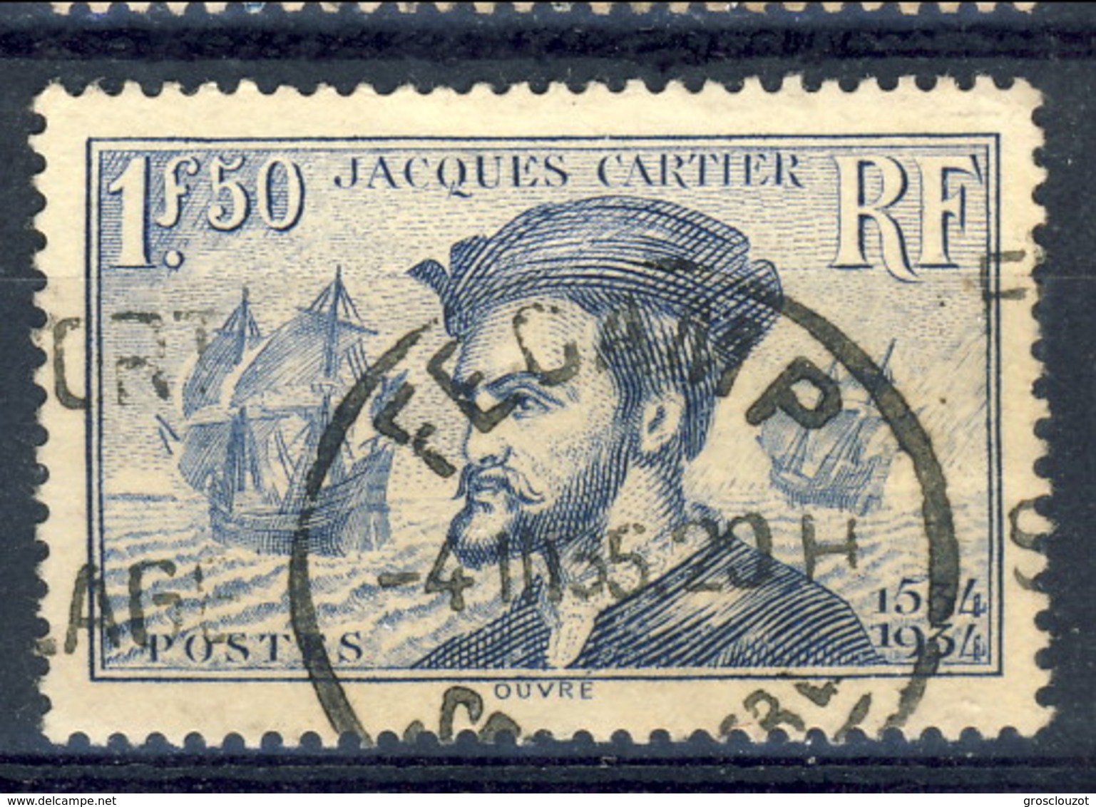 Francia 1934 Serie N. 297 Fr. 1,50 Blu Usato Catalogo € 4,60 - Oblitérés