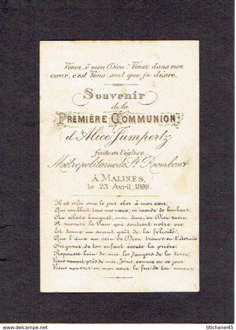 Image Pieuse Première Communion Alice JUMPERTZ à MALINES Le 23 Avril 1899 BOUASSE-LEBEL M. 94 - Images Religieuses