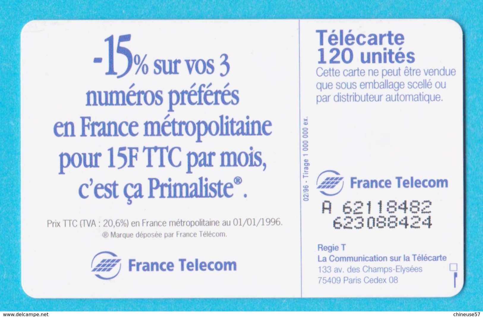 Télécarte 120 Primaliste De France Télécom - 120 Units