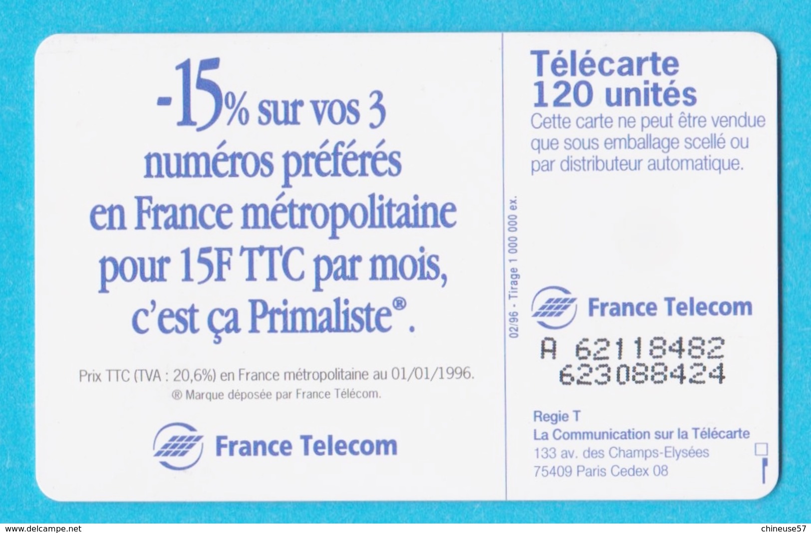 Télécarte 120 Primaliste De France Télécom - 120 Unidades