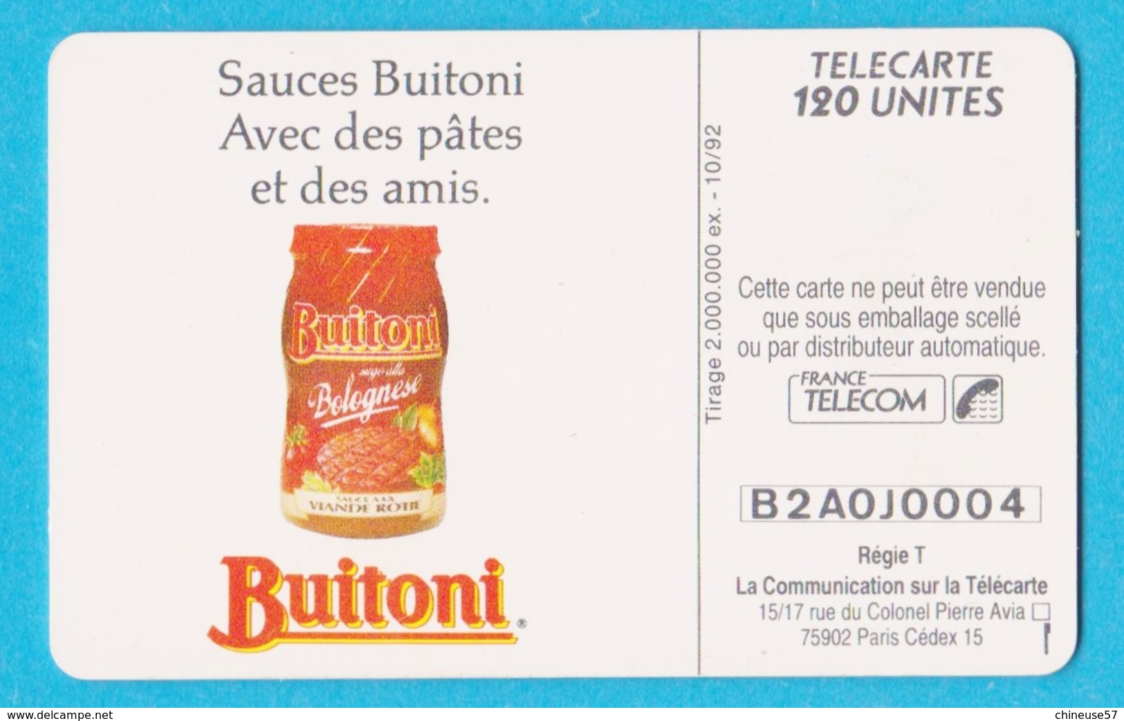 Télécarte 120 Buitoni Sauces Pates - 120 Einheiten