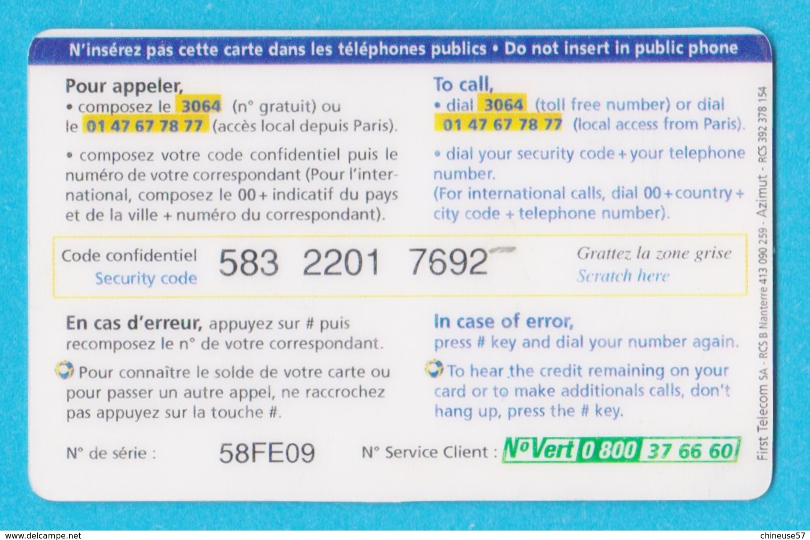 Télécarte First Télécom 50 Francs - Autres & Non Classés