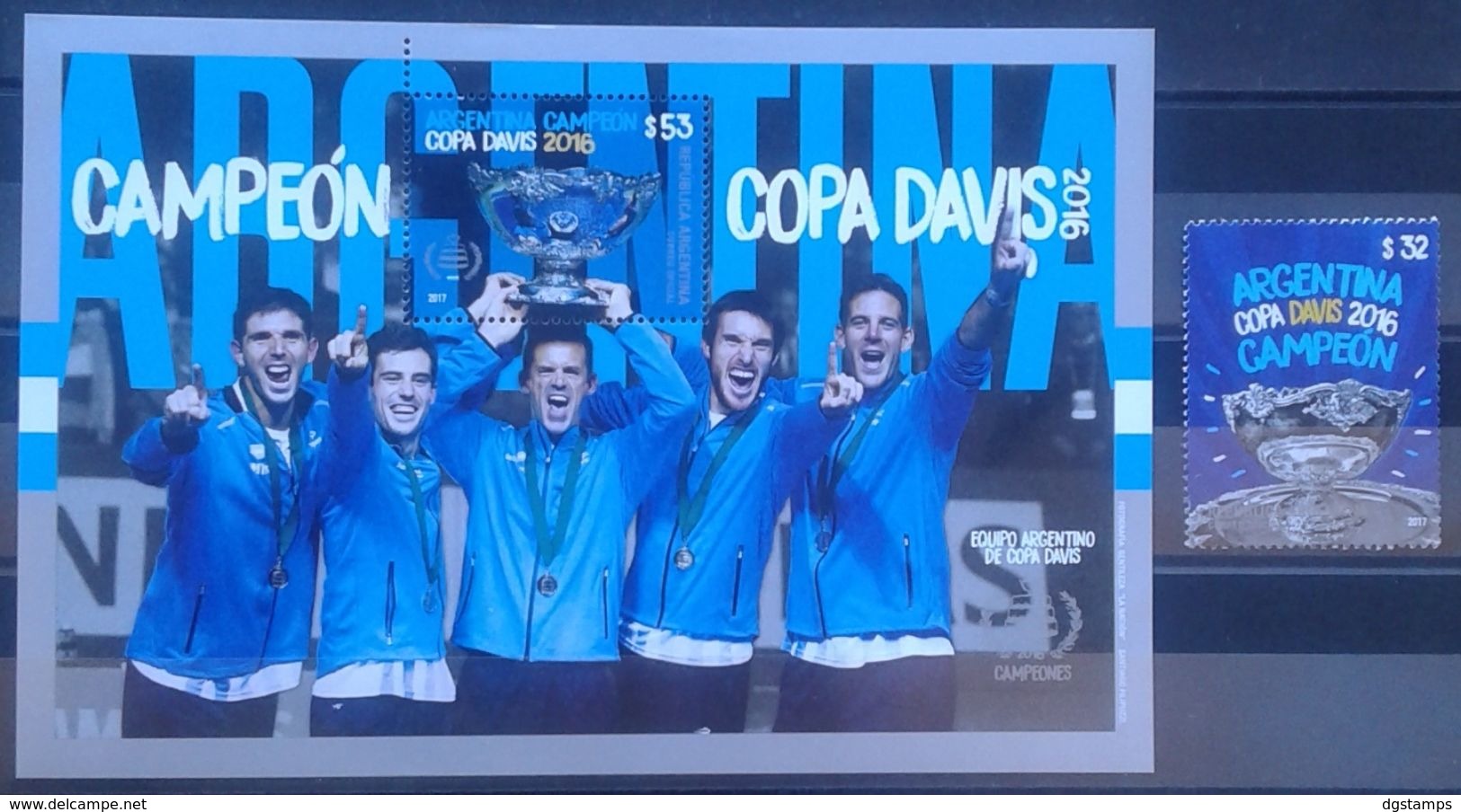 Argentina 2017 ** HB Y Sello. Campeones Copa Davis 2016. TENIS. - Blokken & Velletjes