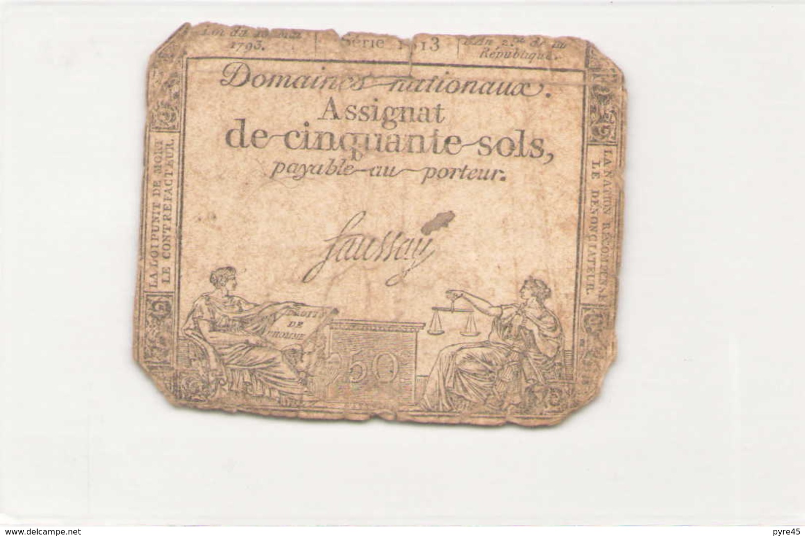 Assignat De Cinquante Sols ( L'an 2 ème De La République ) - Assignats & Mandats Territoriaux