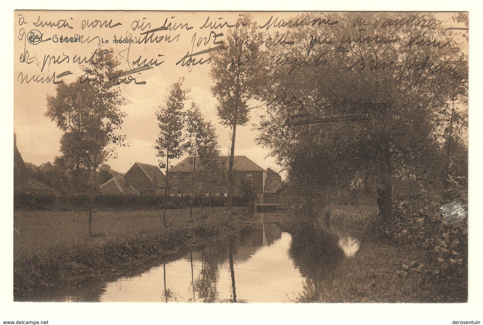 #12476	[Postkaart] Genval / Le Moulin. / Nels / Imp. Pap. J. Degraux [rixensart Molen Watermolen à Eau]. Gelopen 1911. G - Rixensart