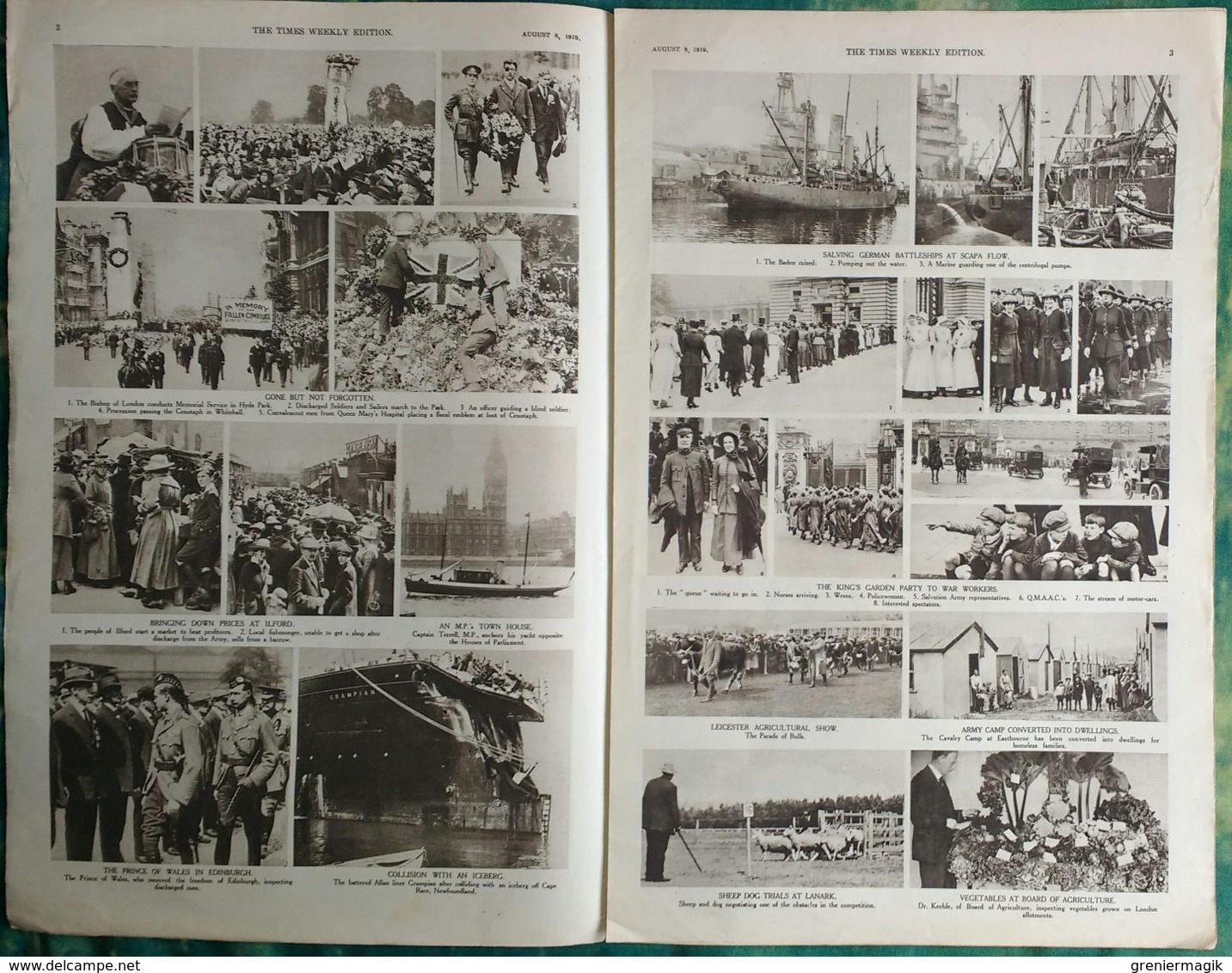 Newspaper London 08/08/1919 The Times Weekly Edition Illustrated Section - The King And Queen Drive To The Guildhall - Autres & Non Classés