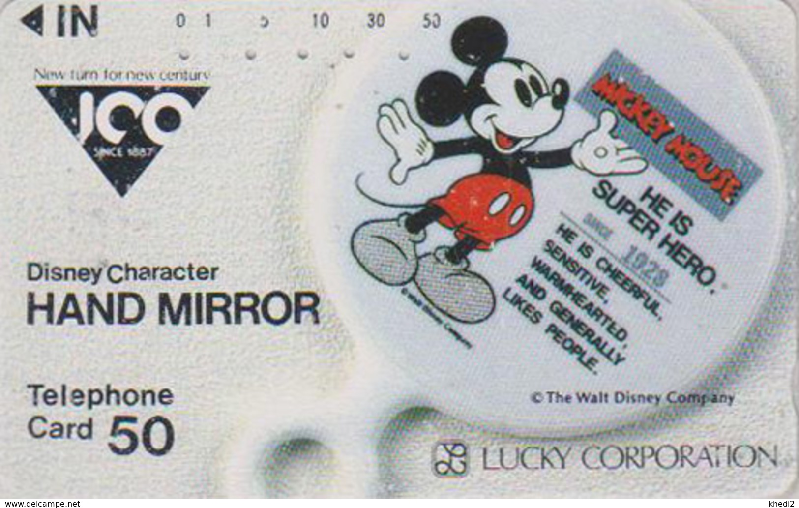 Télécarte Japon / 110-011 - DISNEY **  LUCKY CORPORATION ** Série HAND MIRROR - Mickey Mouse - Japan Phonecard - Disney