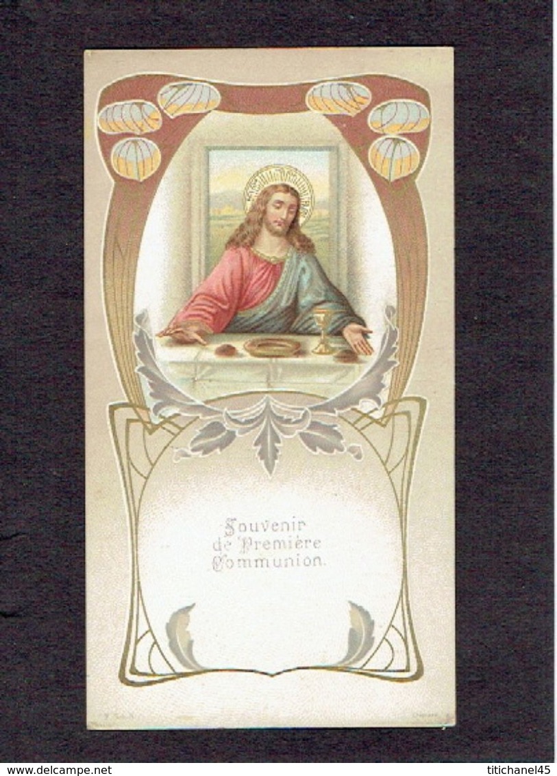 Image Pieuse Souvenir Première Communion De Jean LAWARREE à HODIMONT En 1906 - Santini