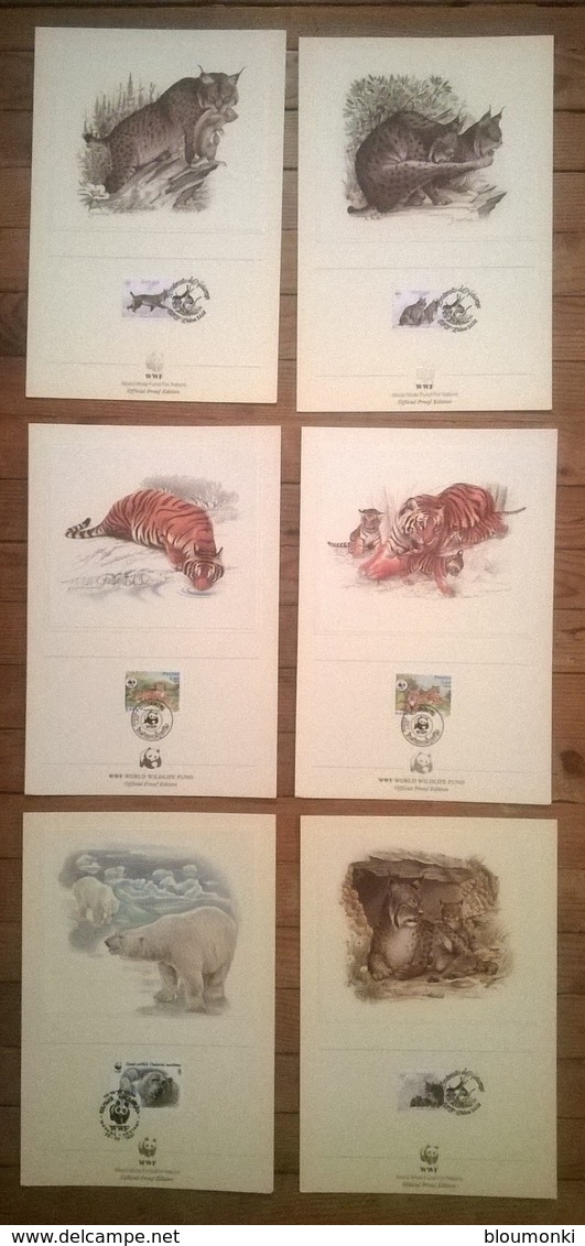 Lot De 6 Cartons Timbres WWF Official Proof Edition - Collections, Lots & Series