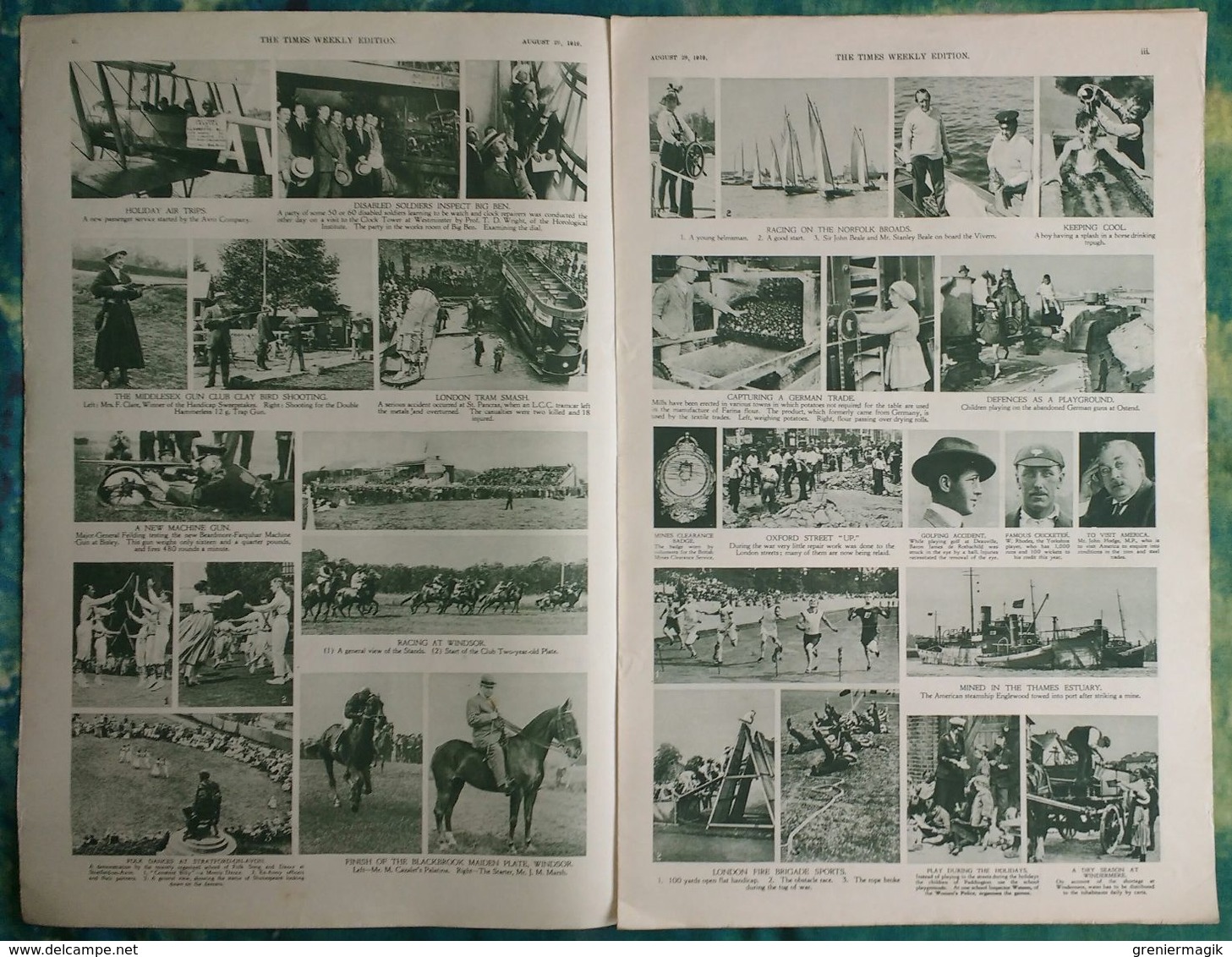 Newspaper London 29/08/1919 The Times Weekly Edition Illustrated Section - The King's Peace Holiday - Sport - Fashion - Autres & Non Classés