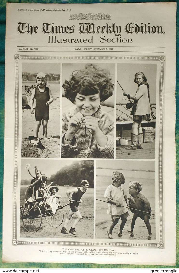 Newspaper London 05/09/1919 The Times Weekly Edition Illustrated Section - The Children Of England On Holiday - Sport - Autres & Non Classés