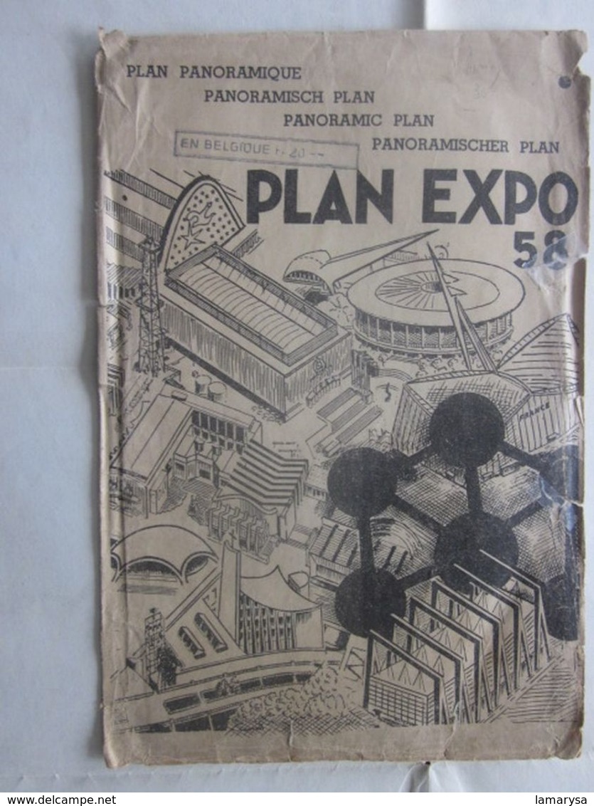 PLAN PANORAMIQUE PANORAMISCH-PANORAMISCHER SUPERBE PLAN CHROMO EXPOSITION UNIVERSELLE DE BRUXELLES 1958 BRUSSELS