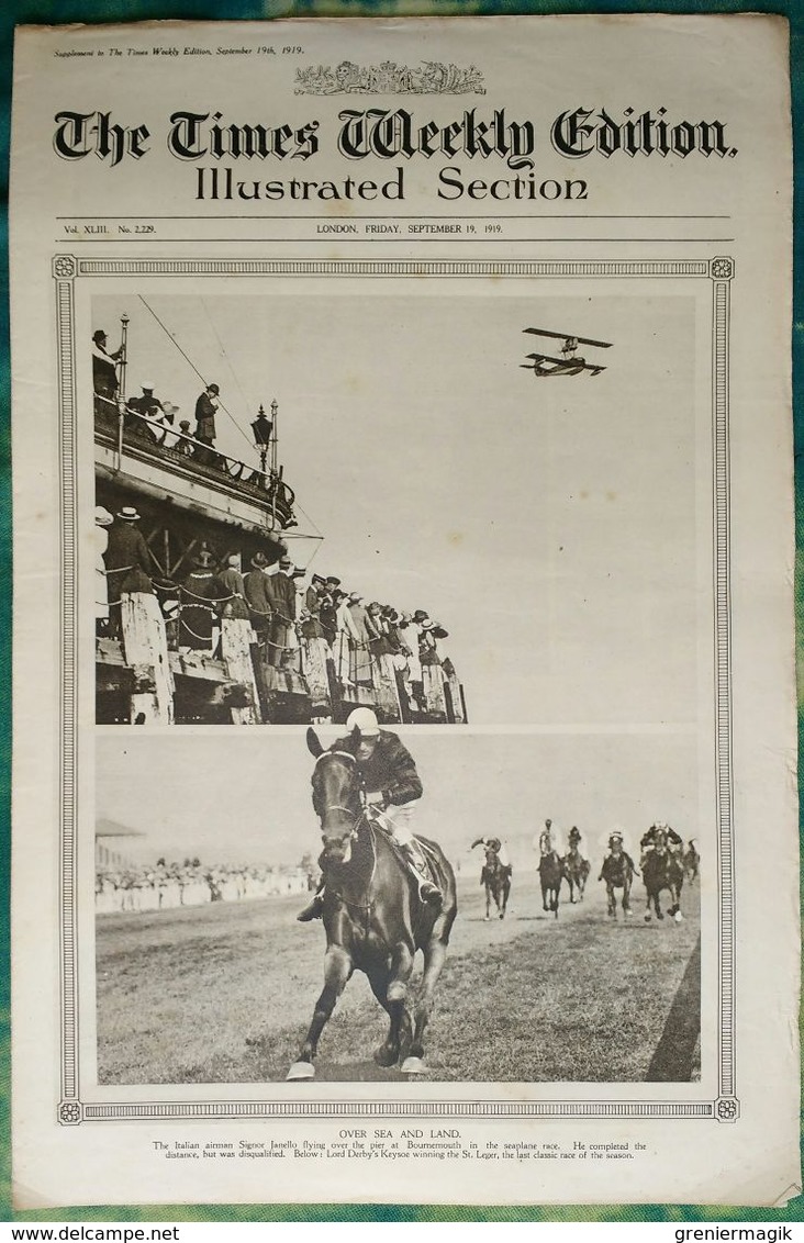 Newspaper London 19/09/1919 The Times Weekly Edition Illustrated Section - Over Sea And Land - Sport - Fashion - Autres & Non Classés