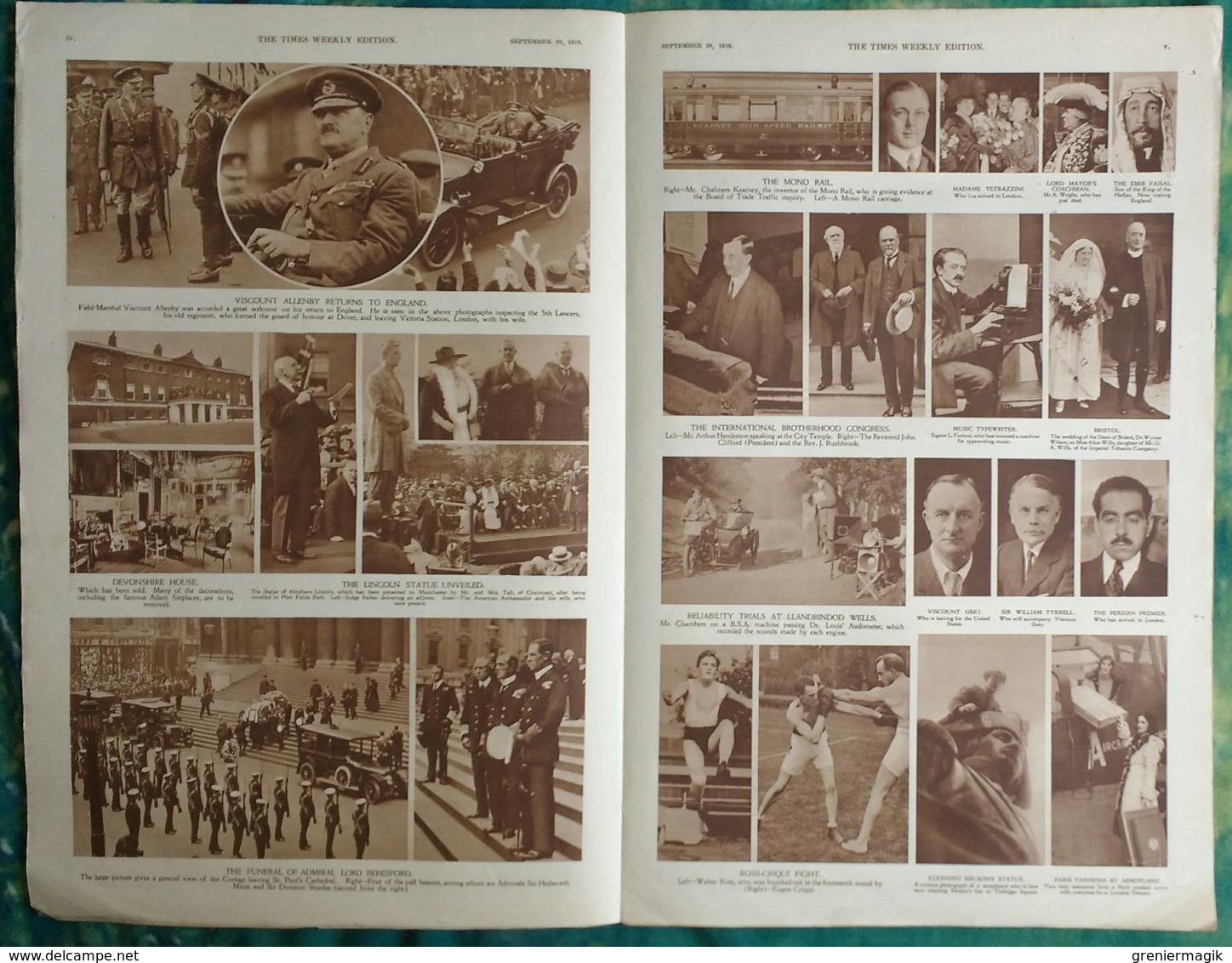 Newspaper London 26/09/1919 The Times Weekly Edition Illustrated Section - Aircraft - Dirigeable R.33 - Sport - Fashion - Autres & Non Classés