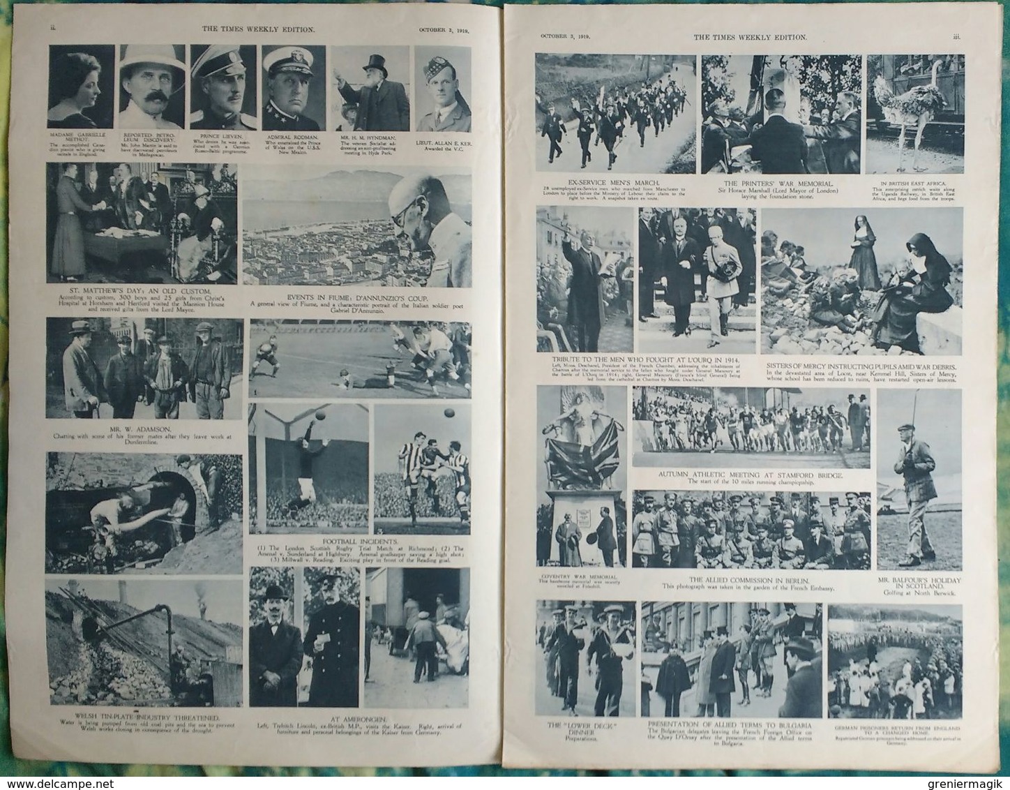 Newspaper London 03/10/1919 The Times Weekly Edition Illustrated Section - The Great Railway Strike - Sport - Fashion - Autres & Non Classés